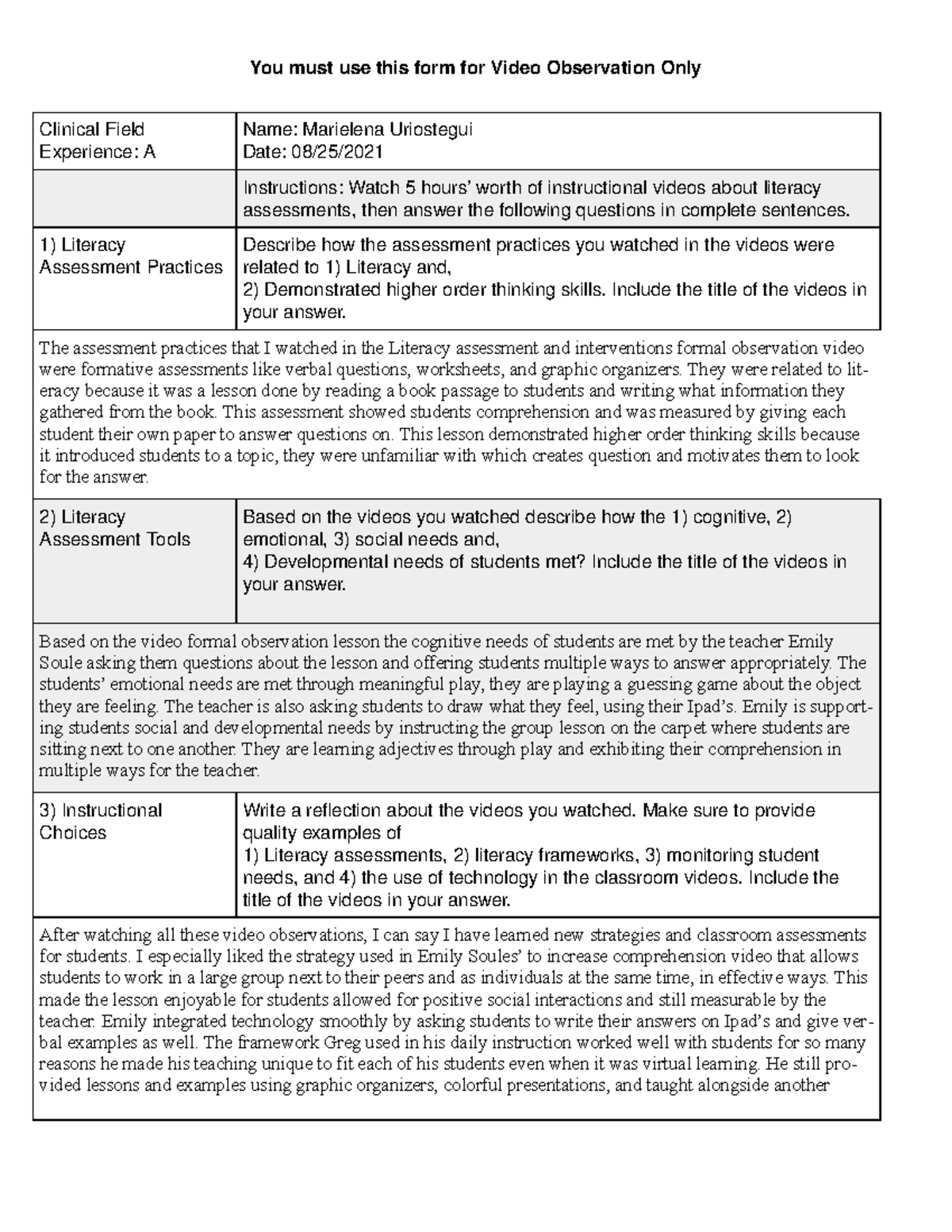 Supplemental Videos for clinical field experience - Clinical Field ...