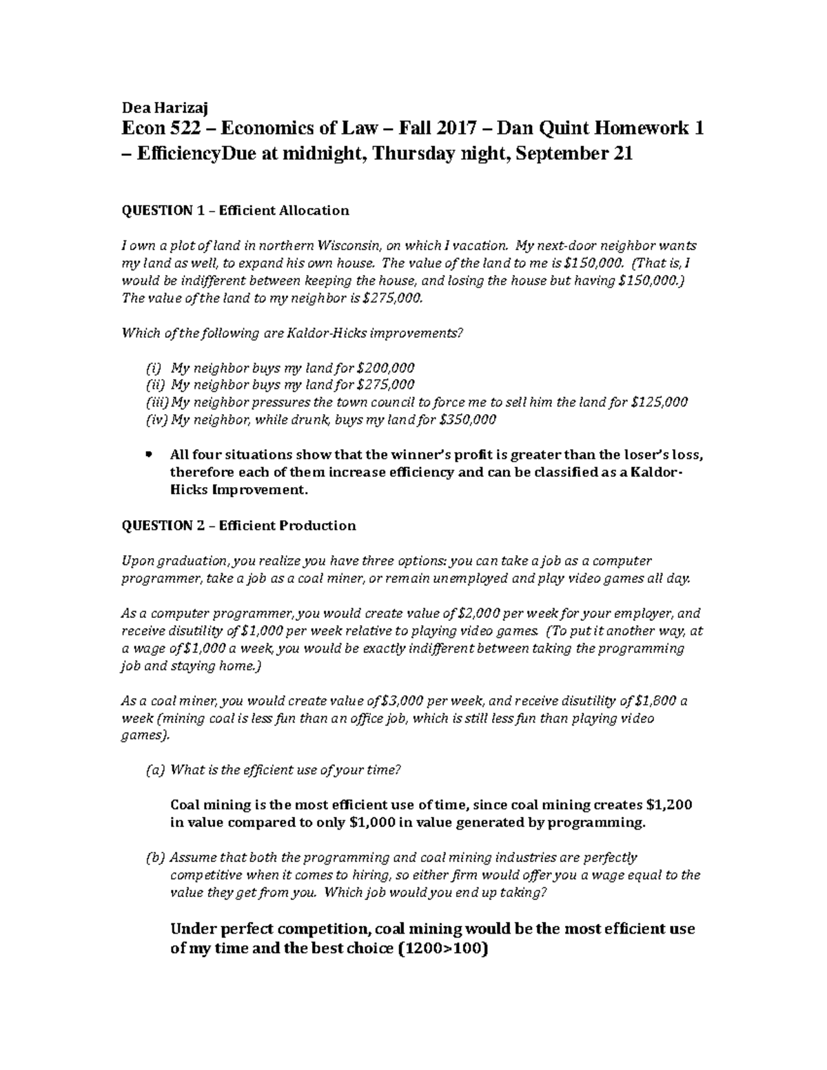 Econ 522 HW 1 Homework Assignment Dea Harizaj Econ 522 Economics