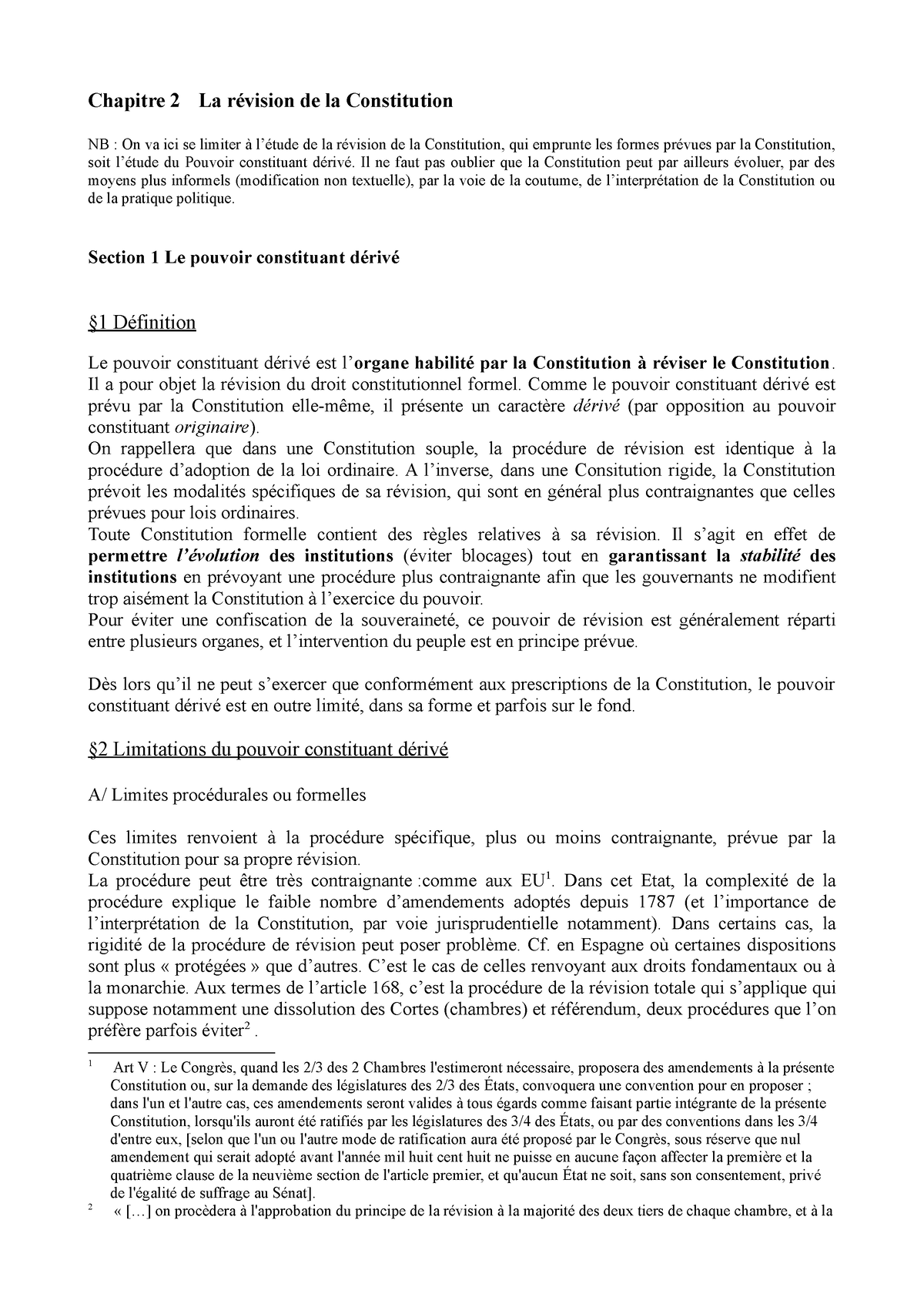 revision de la constitution dissertation juridique