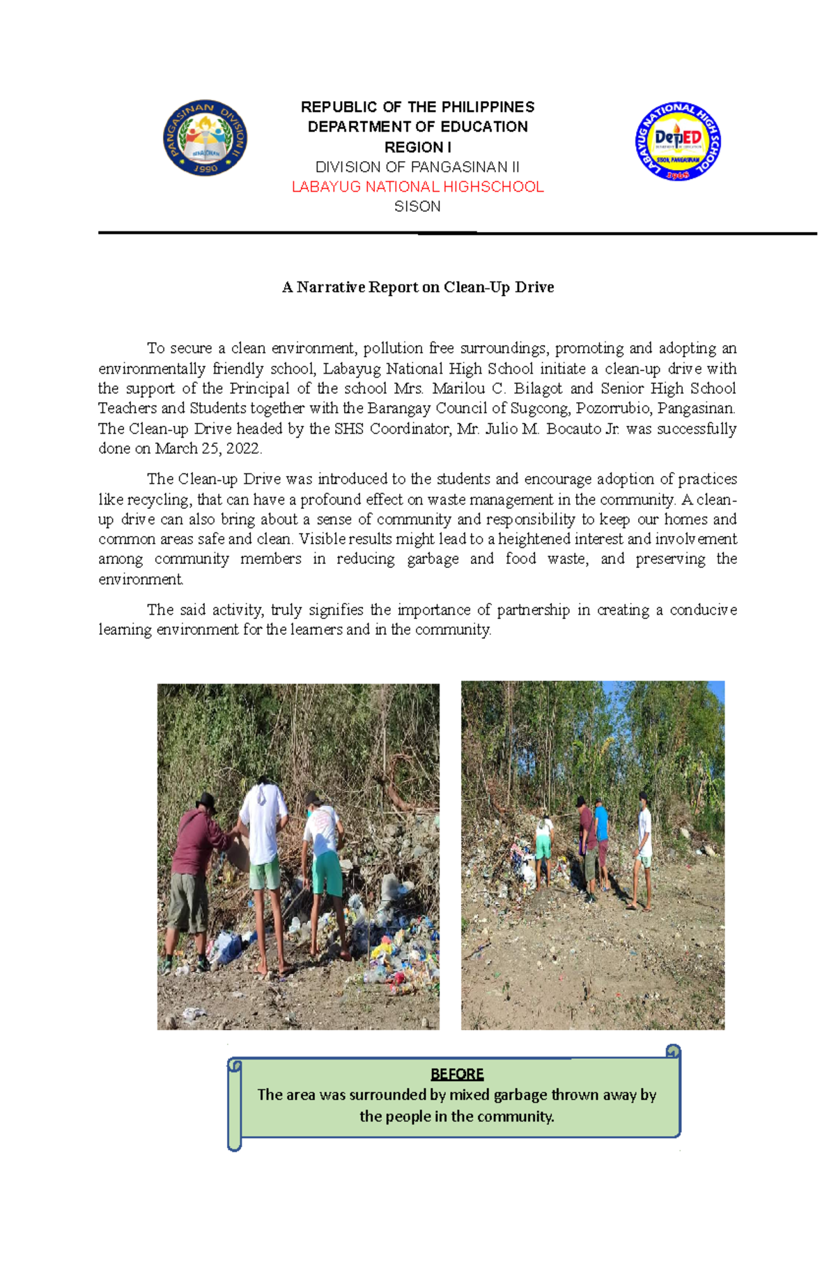 narrative-report-clean-up-drive-republic-of-the-philippines