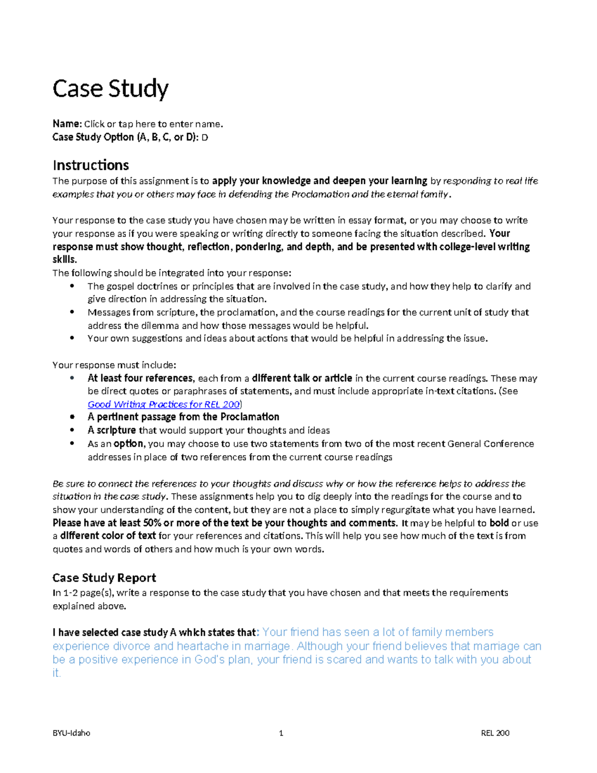 Rel200 document case Study Template Case Study Name Click or tap