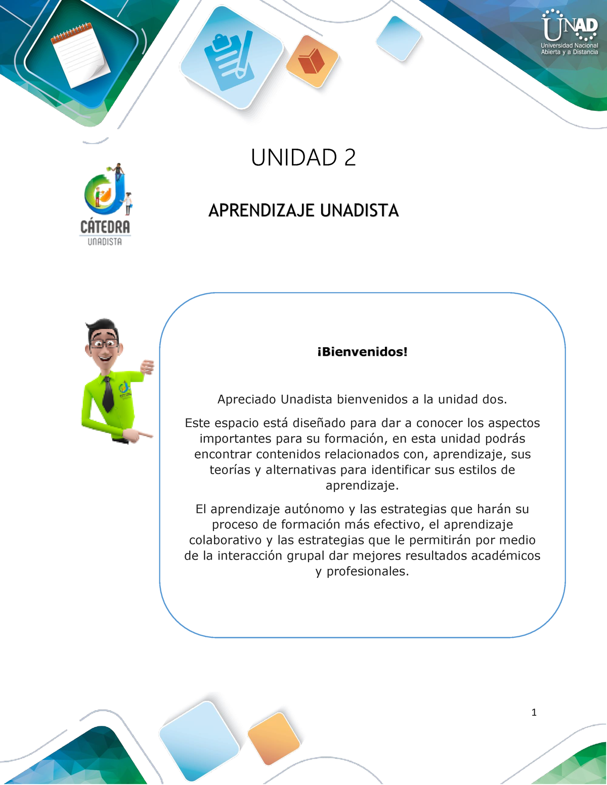 Reto 3- Aprendizaje Unadista Lectura - UNIDAD 2 APRENDIZAJE UNADISTA ...