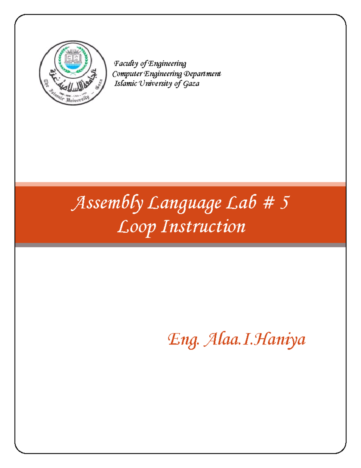 Assembly-Language-Lab5 - Faculty of Engineering Computer Engineering ...