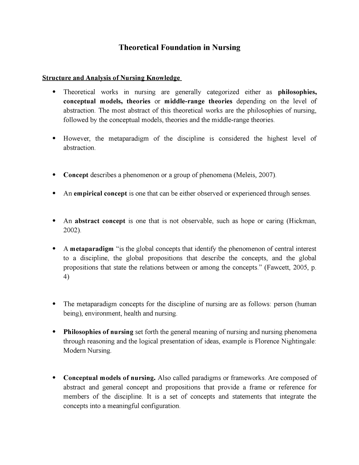 TFN Module. Structure And Analysis Of Nursing Knowledge - Theoretical ...