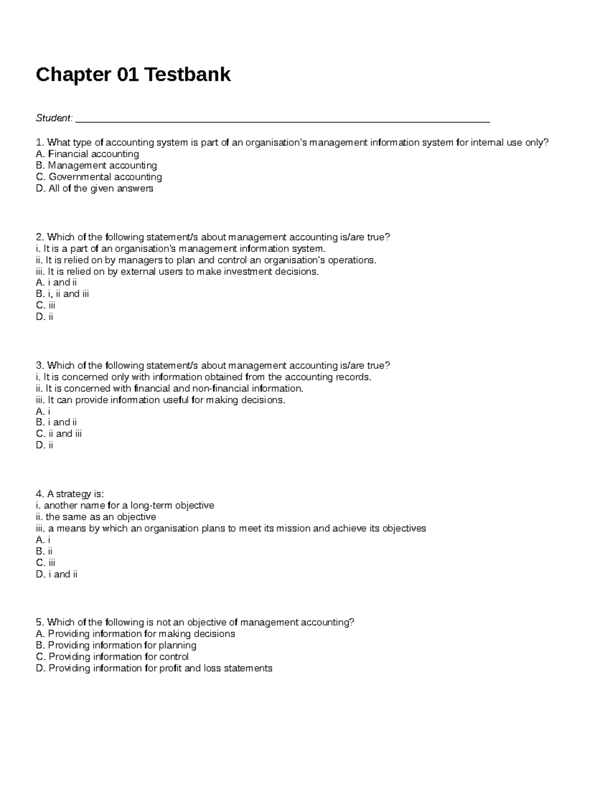 Chapter-01-testbank-solution-manual-management-accounting - Chapter 01 ...