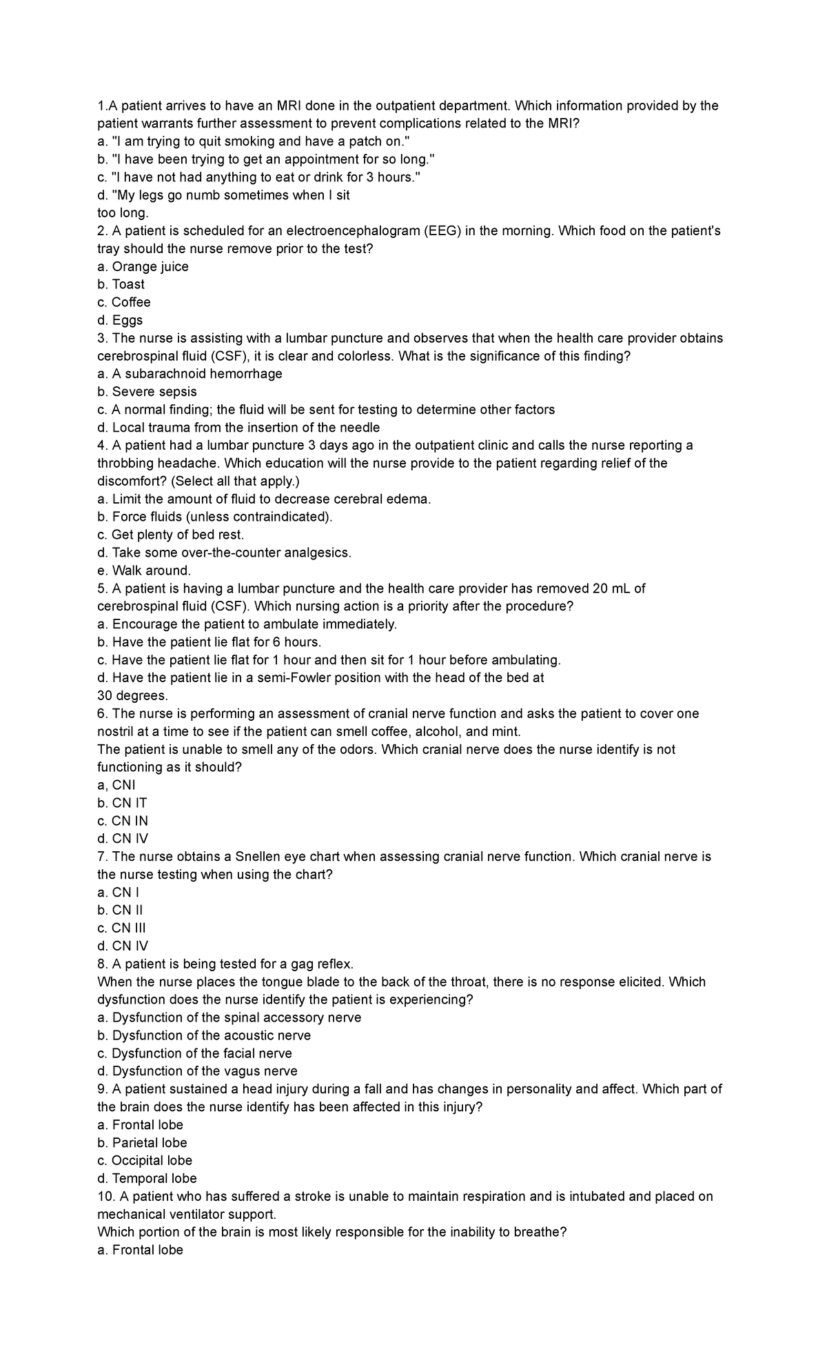 Untitled document - review - 1 patient arrives to have an MRI done in ...