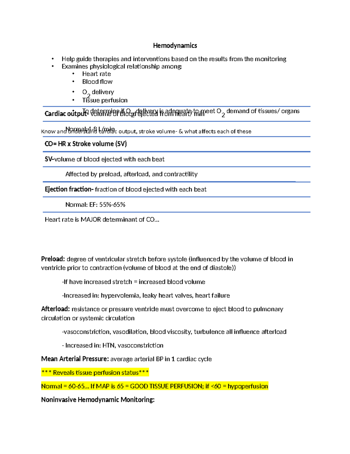 Hemodynamics Notes - Idk - Hemodynamics Help guide therapies and ...