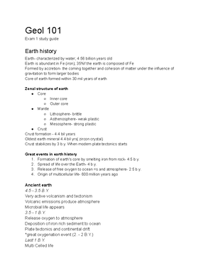 Geology Final Exam Study Guide - GEOL 101 Final Exam Study Guide ...