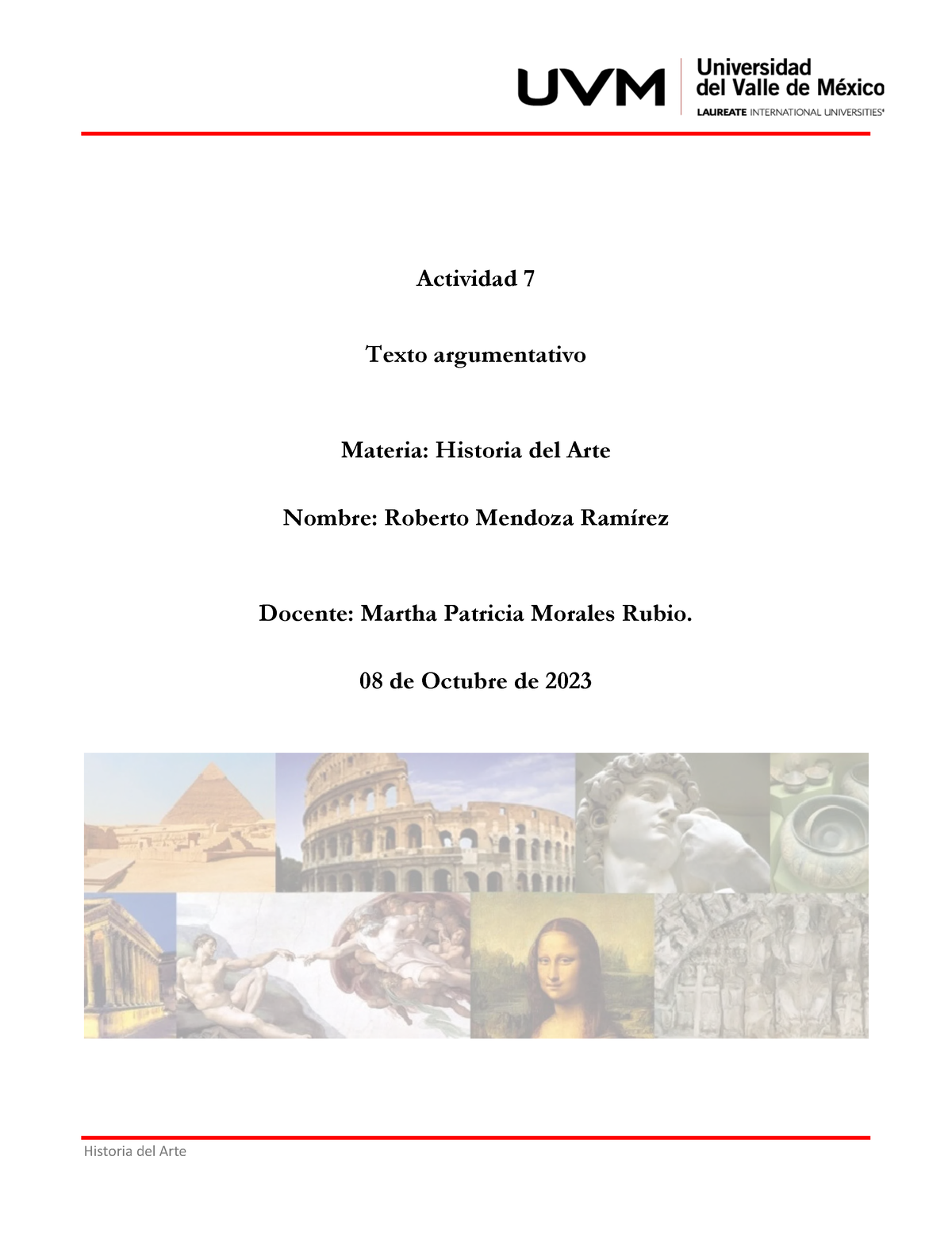 Actividad 7 Historia Del Arte Actividad 7 Texto Argumentativo Materia Historia Del Arte 