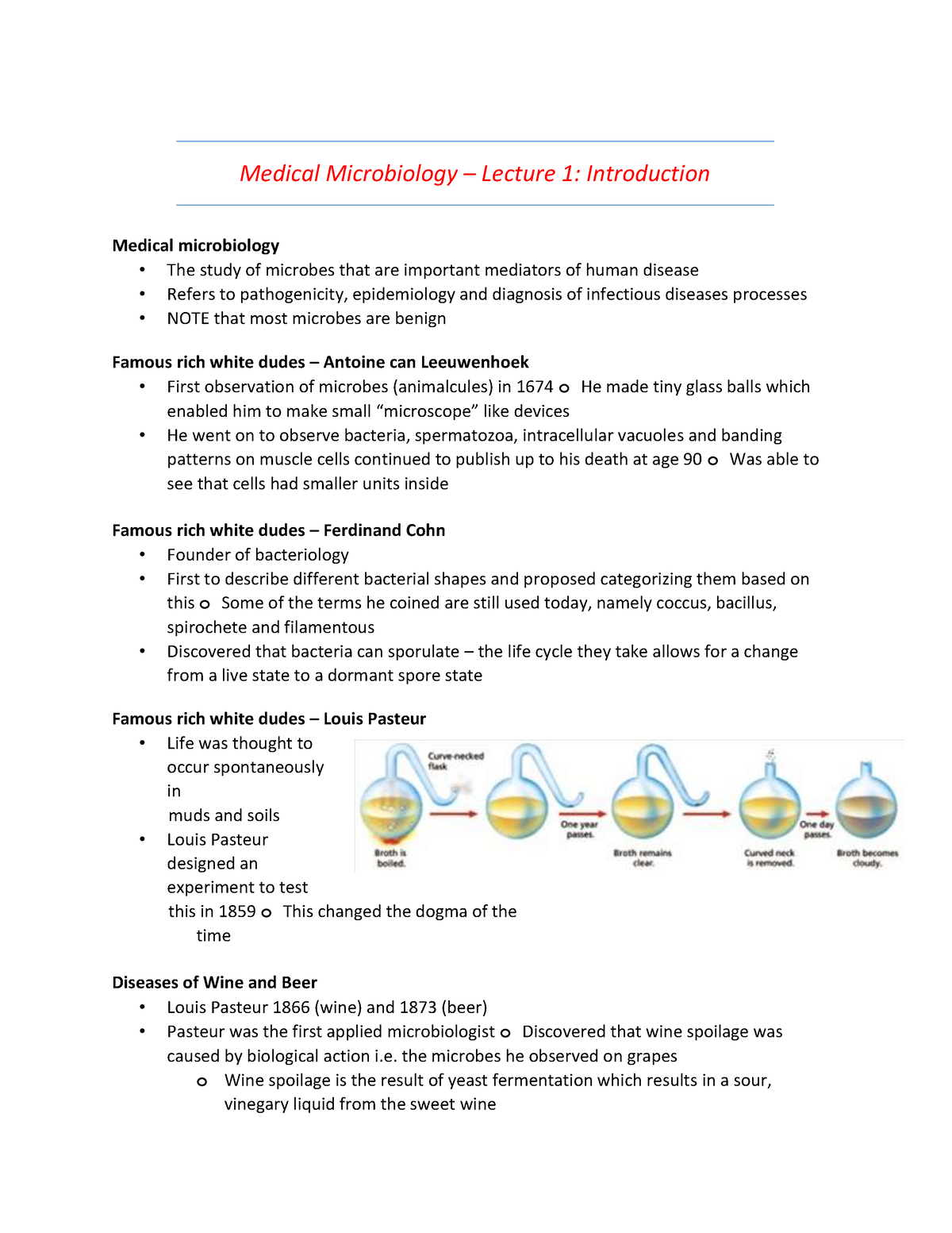 Medical Microbiology Lecture 1 Notes - Medical Microbiology – Lecture 1 ...