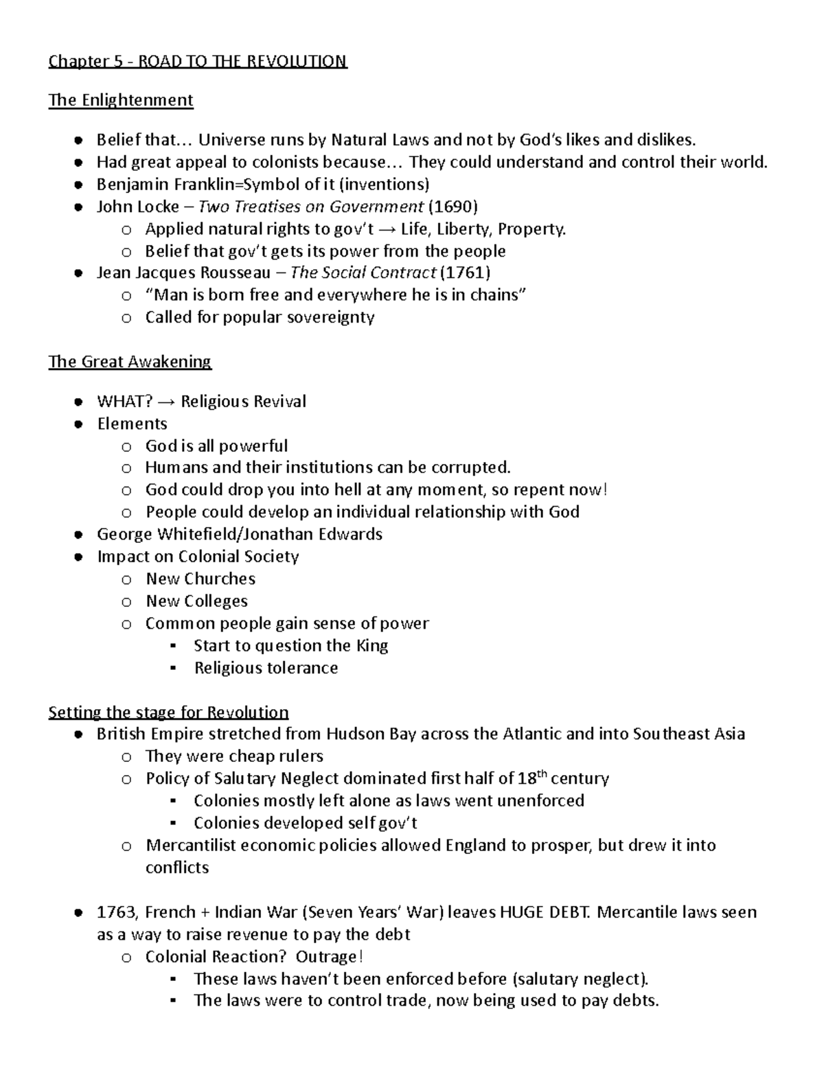 Chapter 5 lecture - Chapter 5 - ROAD TO THE REVOLUTION The ...