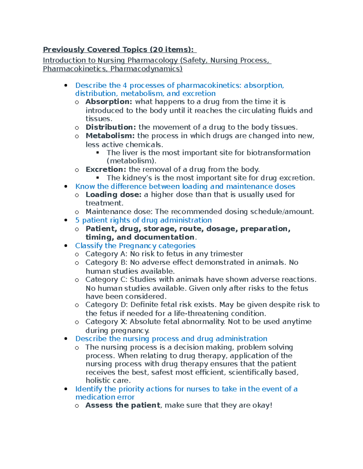 Pharmacology Topic Review - Previously Covered Topics (20 items ...