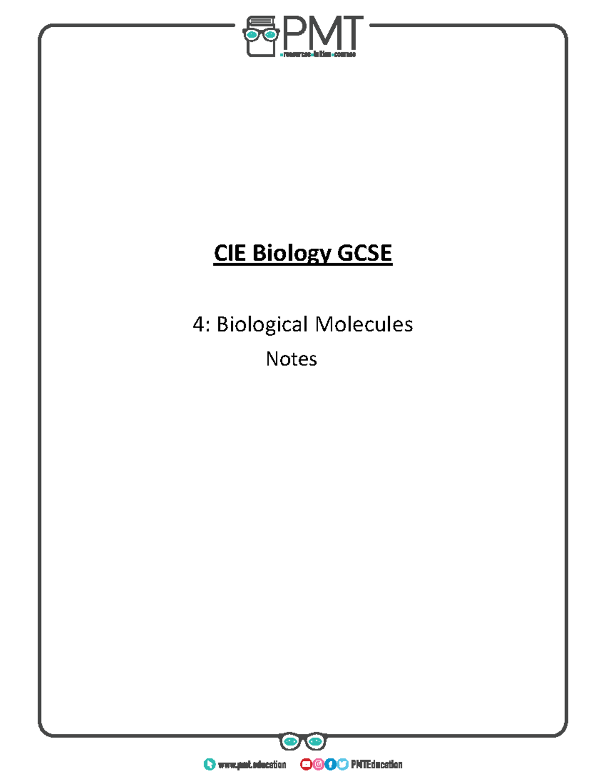 Summary-Notes-Topic-4-Biological-Molecules-CIE-Biology- Igcse - CIE ...