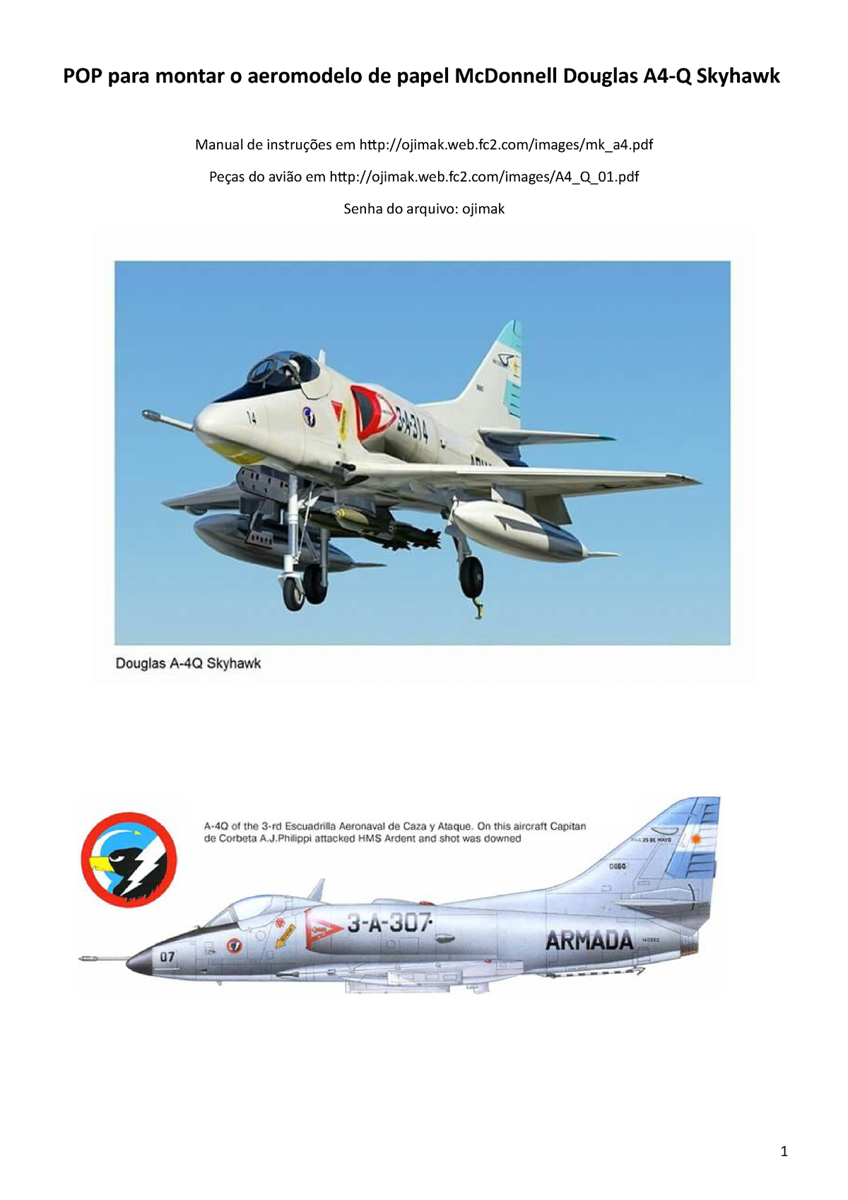 Imprimir Manual Para Montagem Do Avião A4 Skyhawk Pop Para Montar O Aeromodelo De Papel