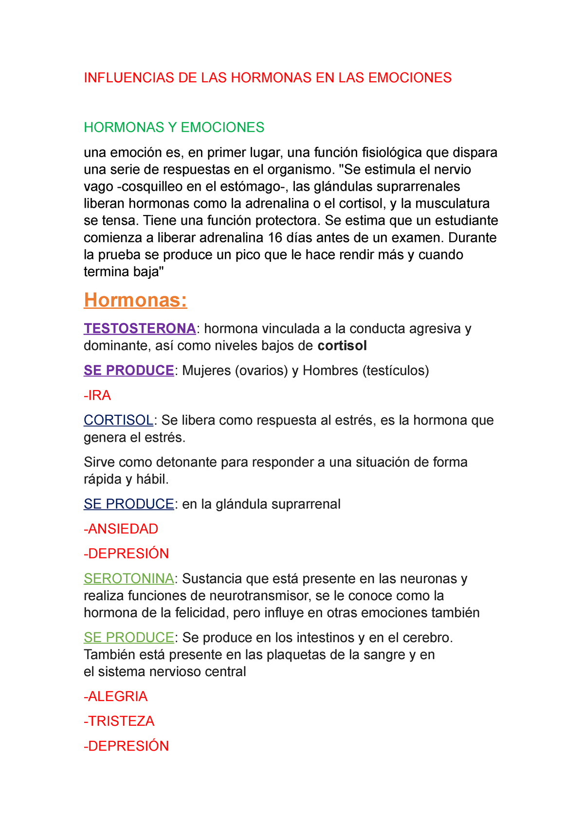 Influencias De Las Hormonas En Las Emociones Influencias De Las Hormonas En Las Emociones 