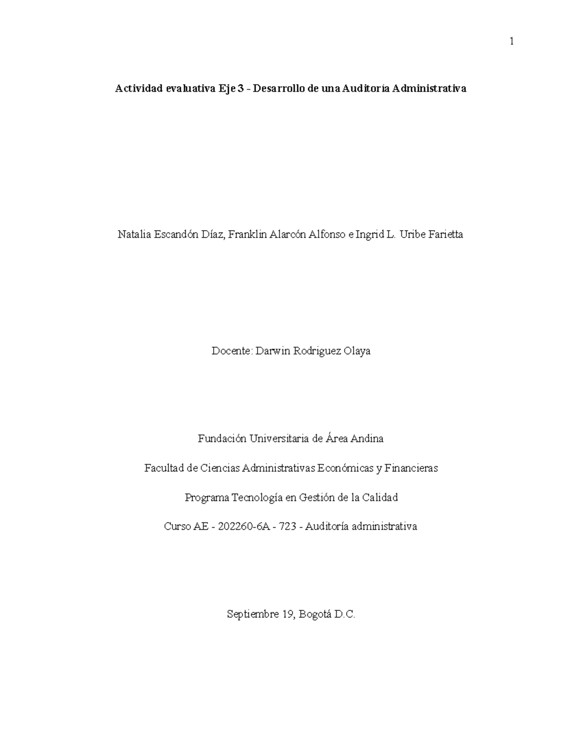Actividad evaluativa 3 - Auditoria administrativa - Actividad ...