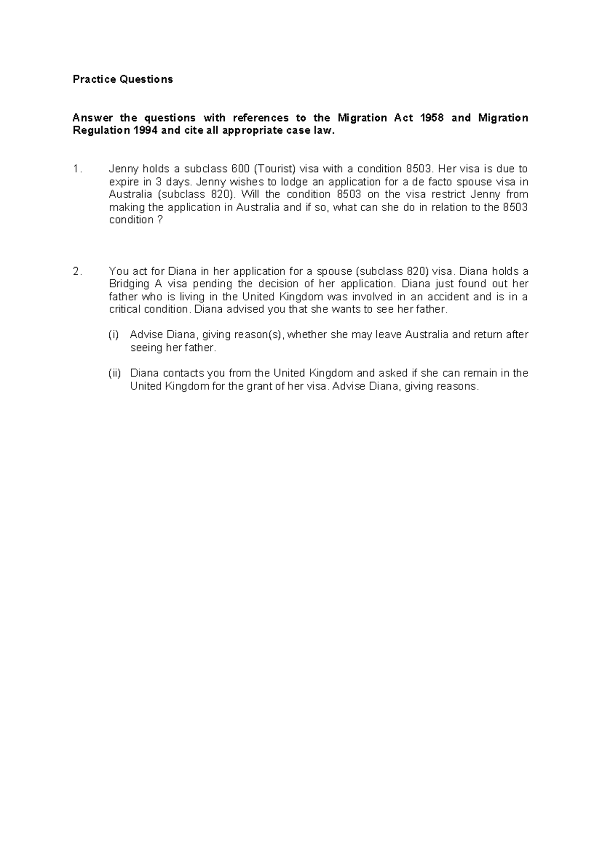 Practice questions - Practice Questions Answer the questions with ...