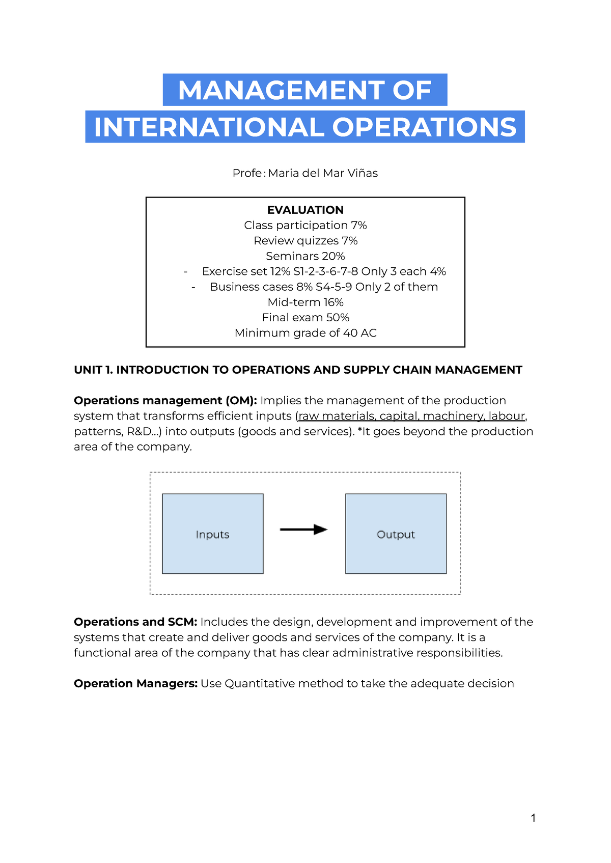 Management Of International Operations - MANAGEMENT OF I IINTERNATIONAL ...