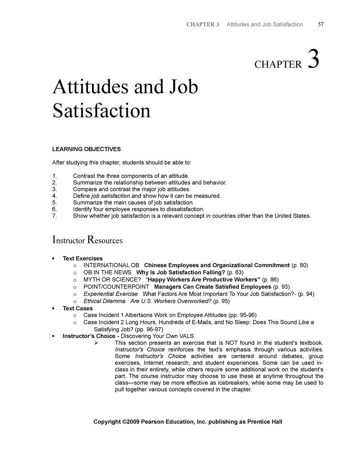 Ch 3 Notes 13 Ed - CHAPTER 3 Attitudes And Job Satisfaction CHAPTER 3 ...