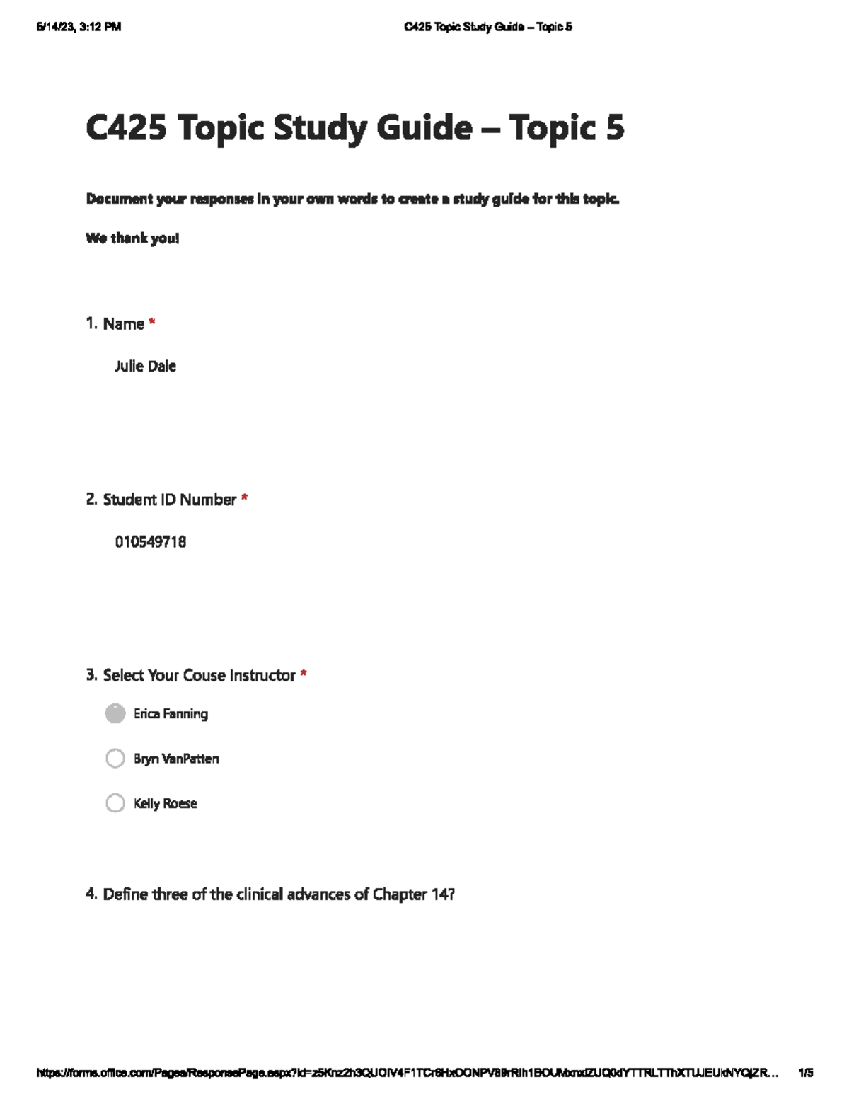 C425 Topic Study Guide – Topic 5 - C425 - Studocu