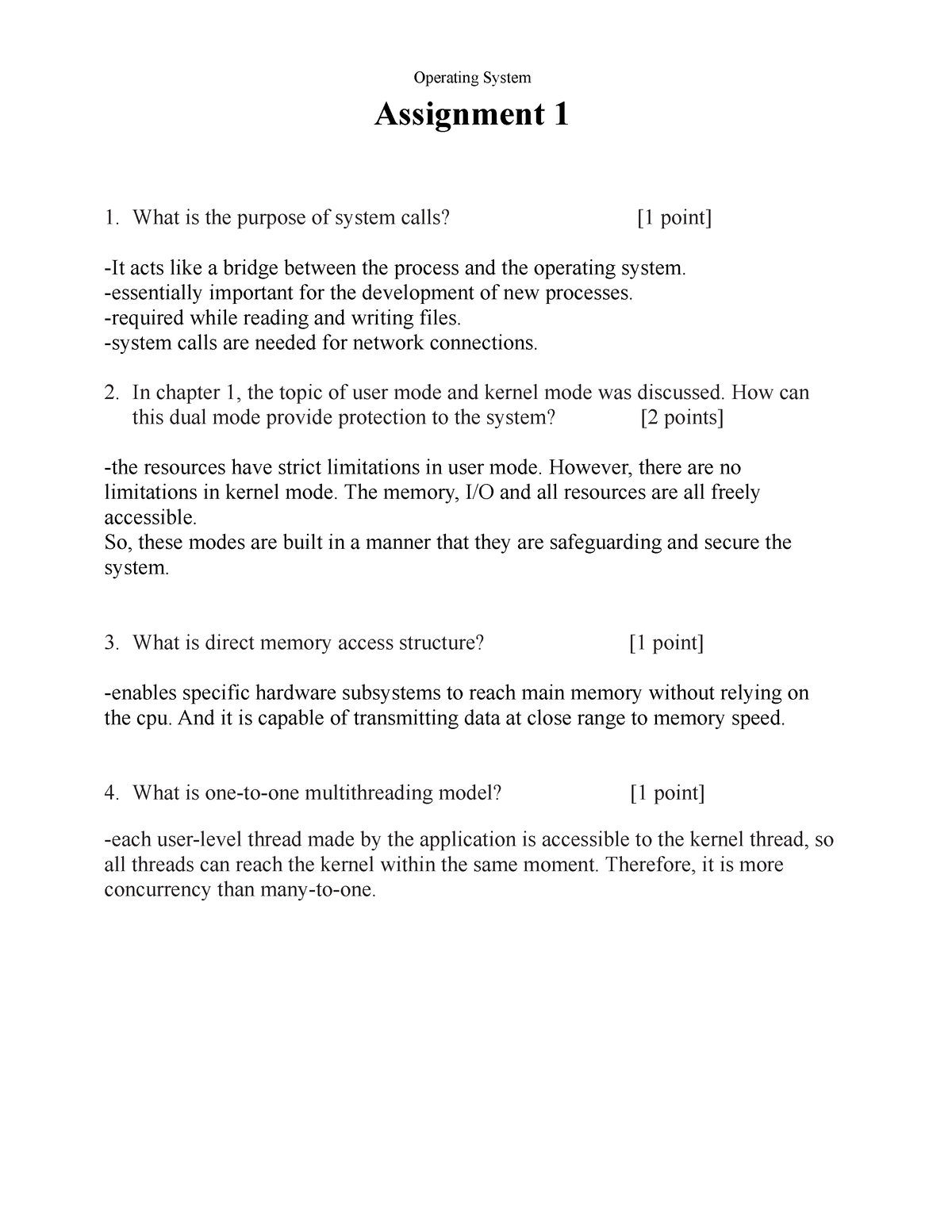 operating system assignment questions and answers pdf