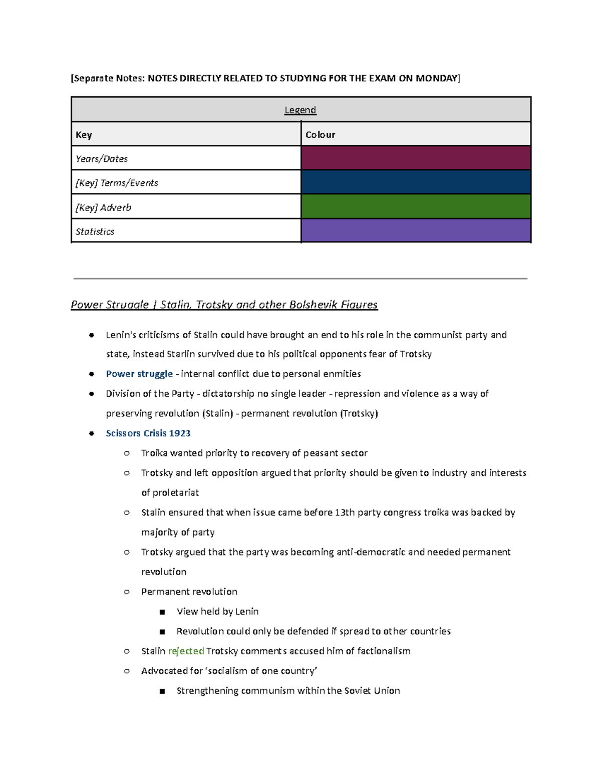 Modern History Practice Notes Study - [Separate Notes: NOTES DIRECTLY ...