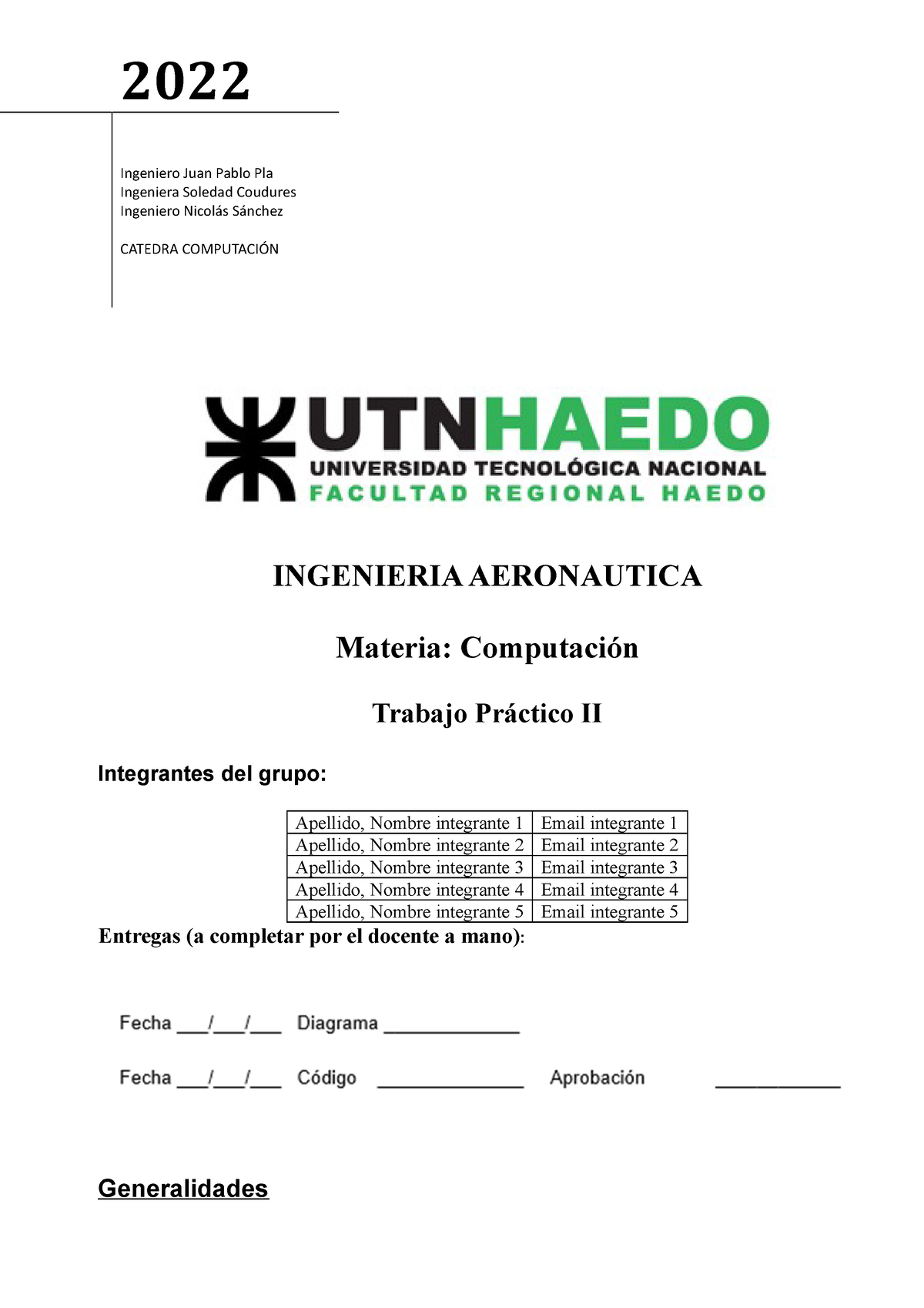 TPN2 2022 Aeronautica TP2 INGENIERIA AERONAUTICA Materia