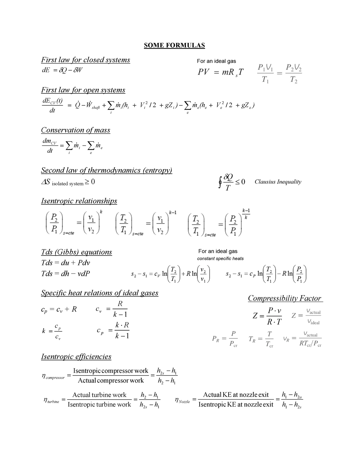 Formula Sheet - ENGR 251 - Concordia - Studocu