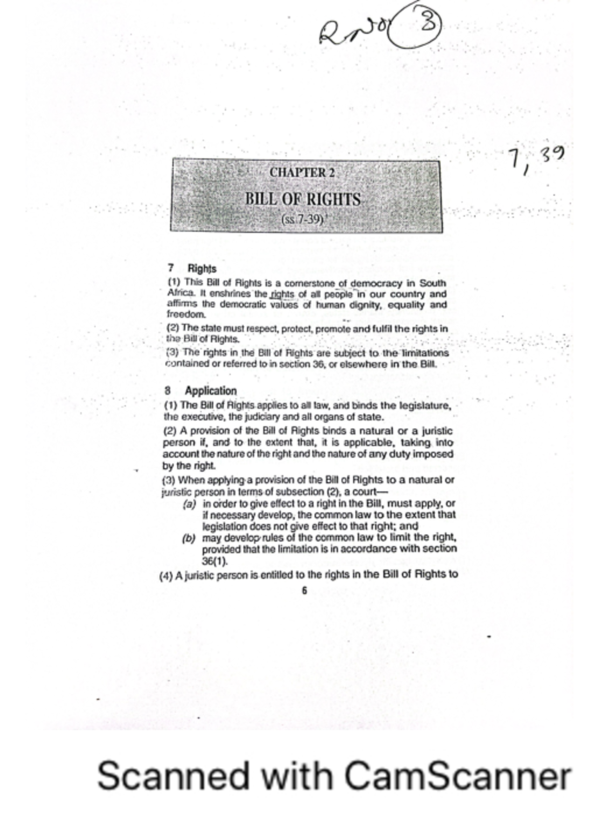 SA - Bill of Rights - Summary Political science - Studocu