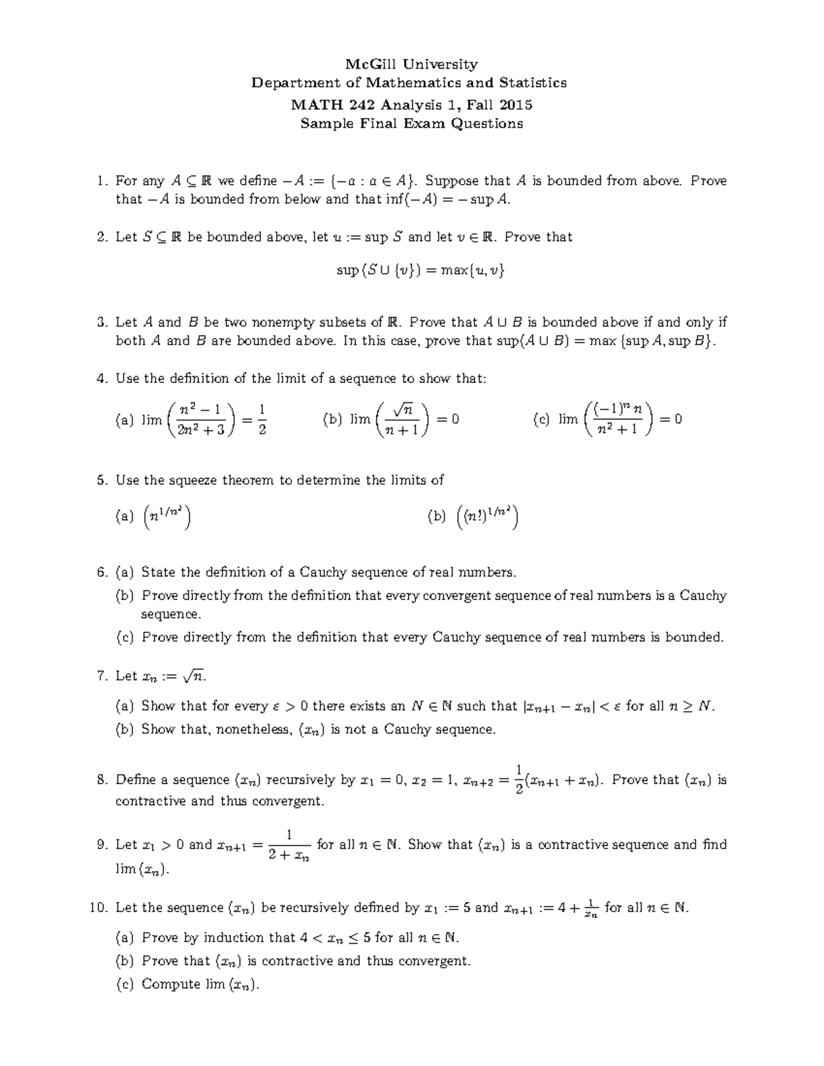 mcgill essay questions undergraduate