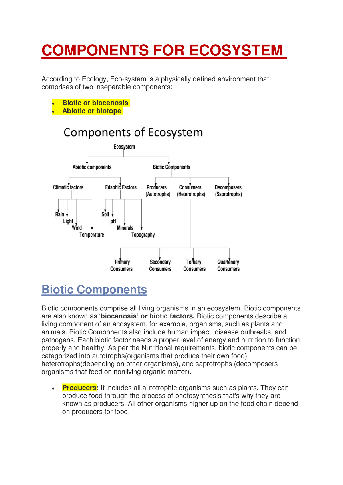 Components FOR Ecosystem - COMPONENTS FOR ECOSYSTEM According To ...