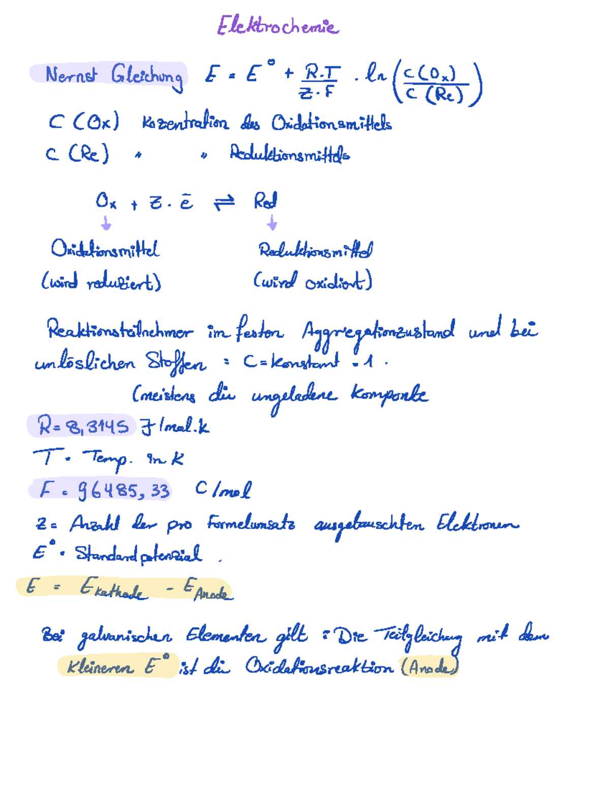 Übungen Für Chemie - Elektrochemie Und Daniell Element - Elektrochemie ...