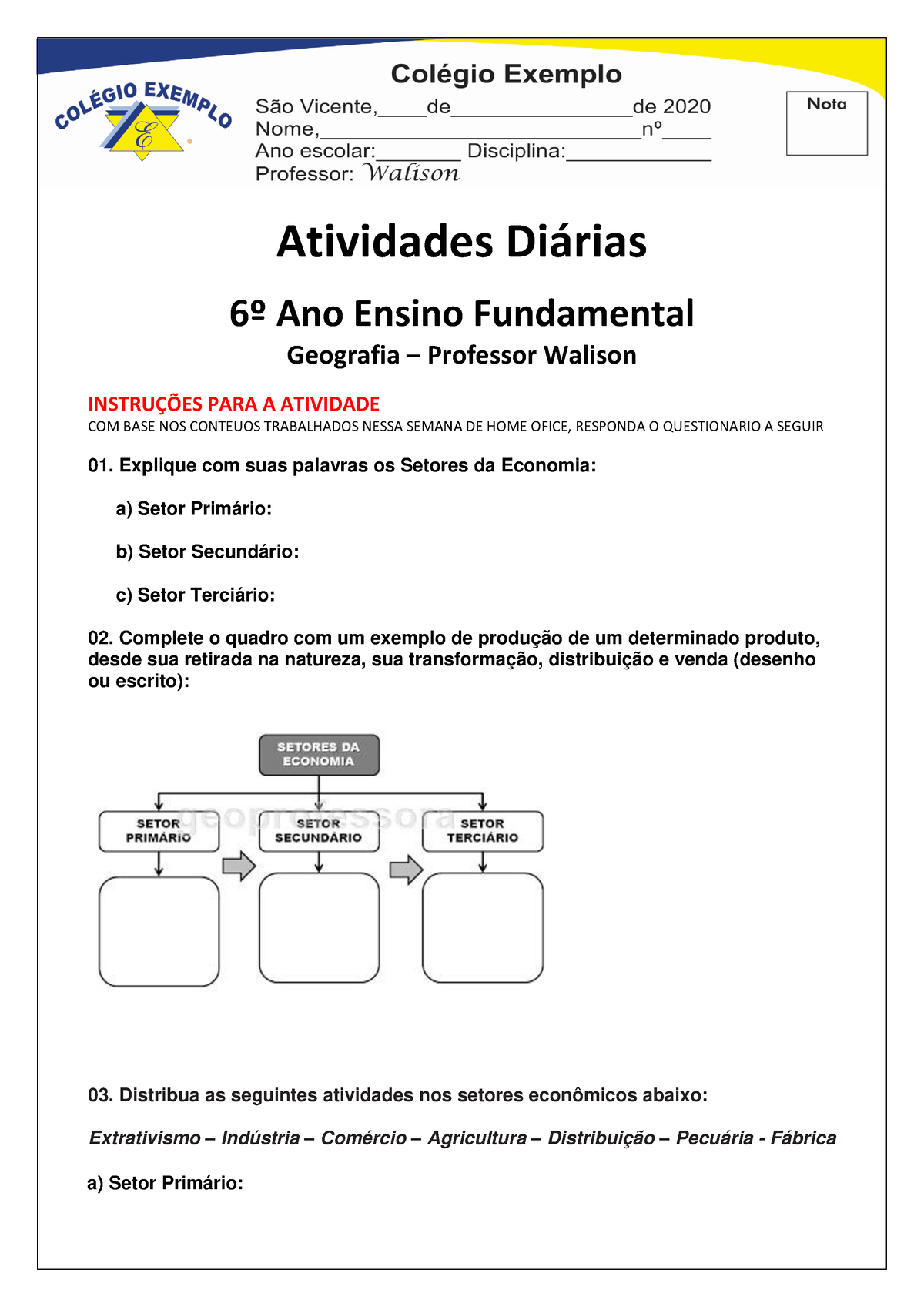 GEOGRAFIA - ATIVIDADE 15 6º Ano, PDF, Brasil