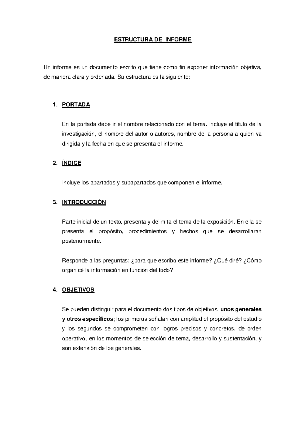 Estructura Informe - ESTRUCTURA DE INFORME Un informe es un documento ...