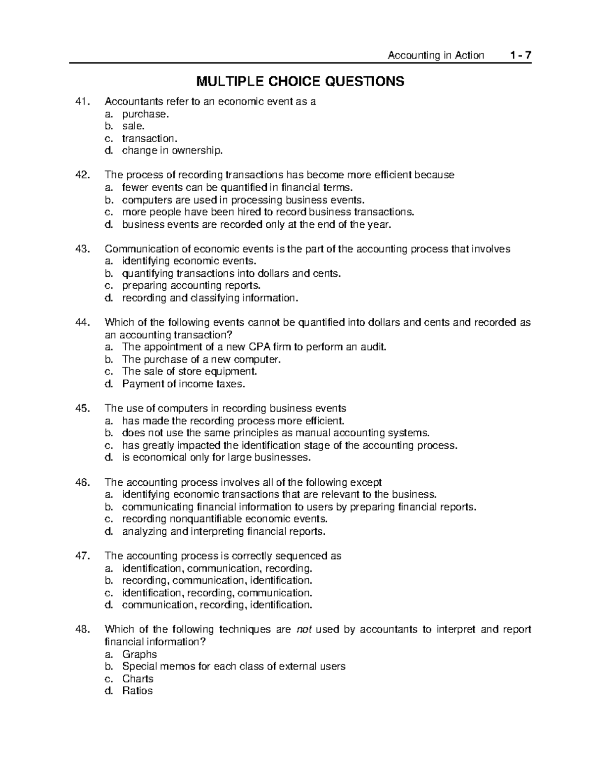 Math for Business Chapter 1 Practice for Exam - Accounting in Action 1 ...