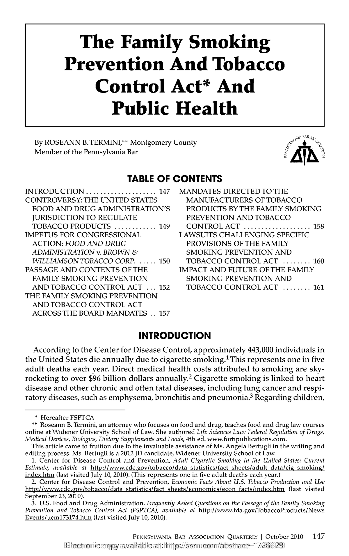 The Family Smoking Prevention and Tobacco Control Act and Public Health