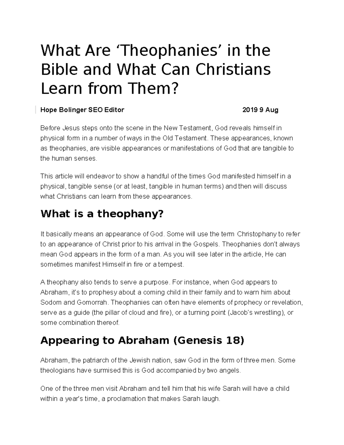 What Are ‘Theophanies’ in the Bible and What Can Christians Learn from ...