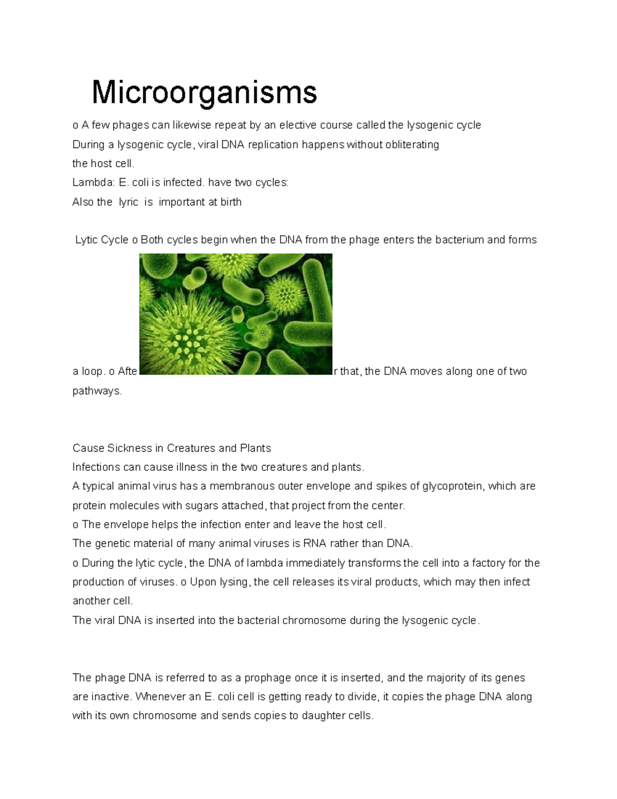 Microorganisms - Lecture class notes of 2022 from the bio class ...