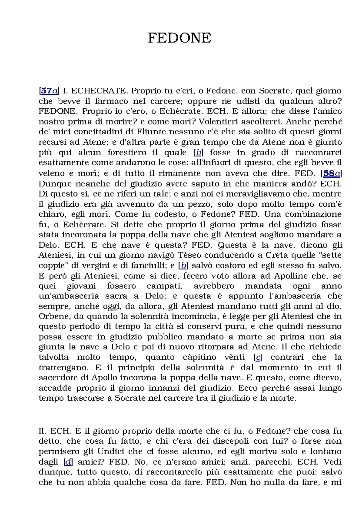 Fedone - Testo scritto - FEDONE [57 a - Studocu