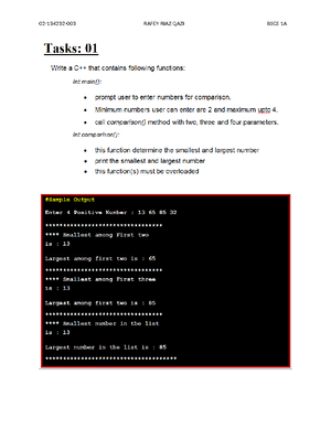 Anosha muzammil 02-235162-004 (BS-IT-2A) - EXERCISE: 01 Write a C++ ...