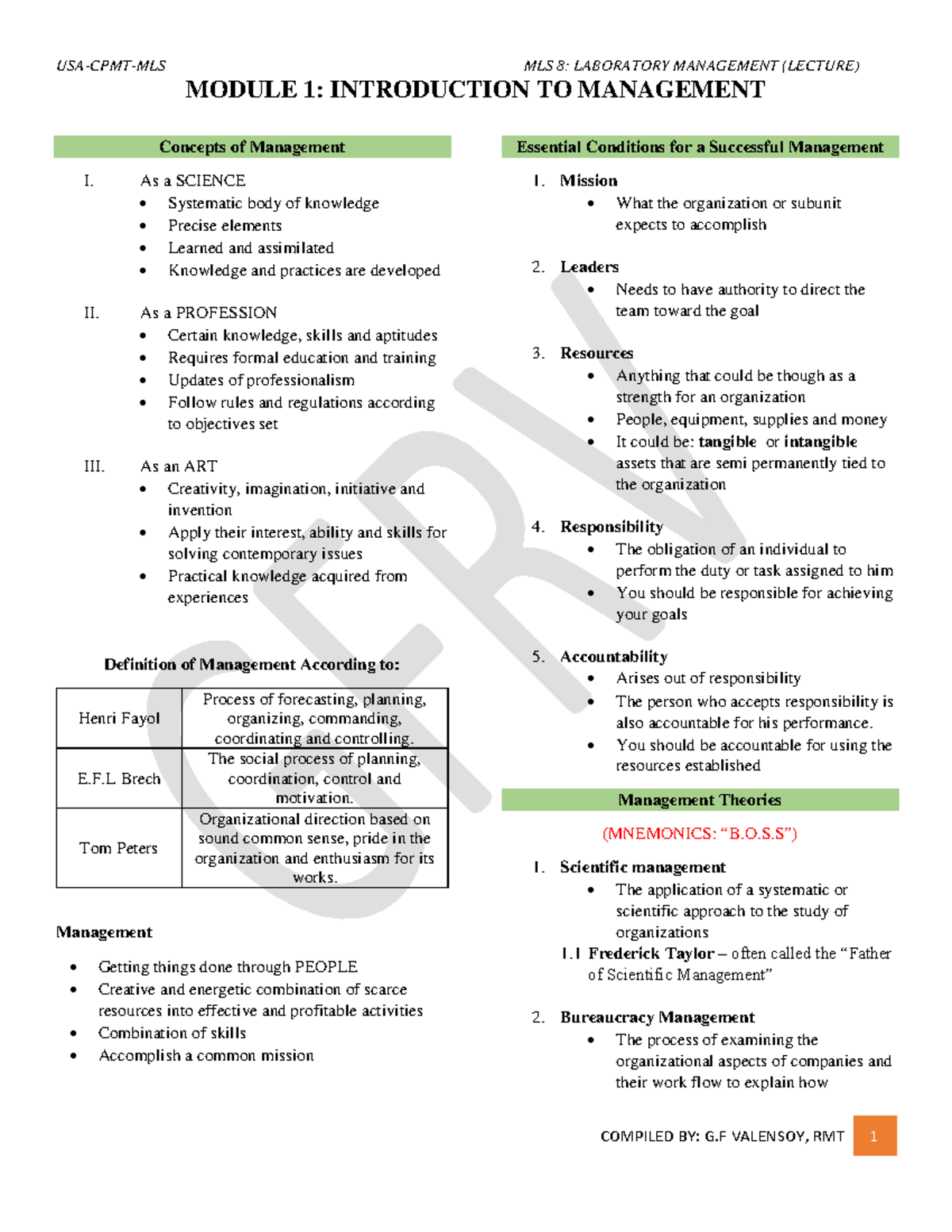 Lab Man mod 1-12 - Lab management - USA-CPMT-MLS MLS 8: LABORATORY ...
