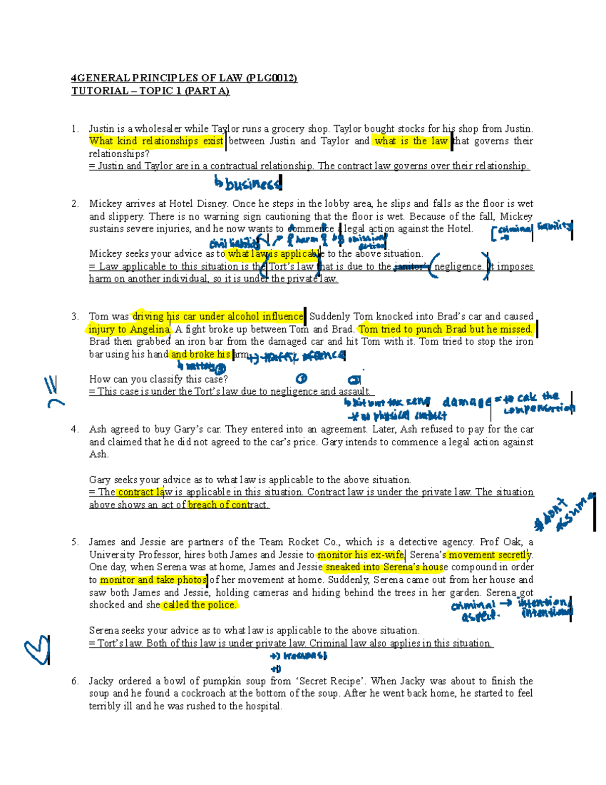 TUT 1 - Topic 1 (Part A) - SOURCES OF LAW - 4GENERAL PRINCIPLES OF LAW ...