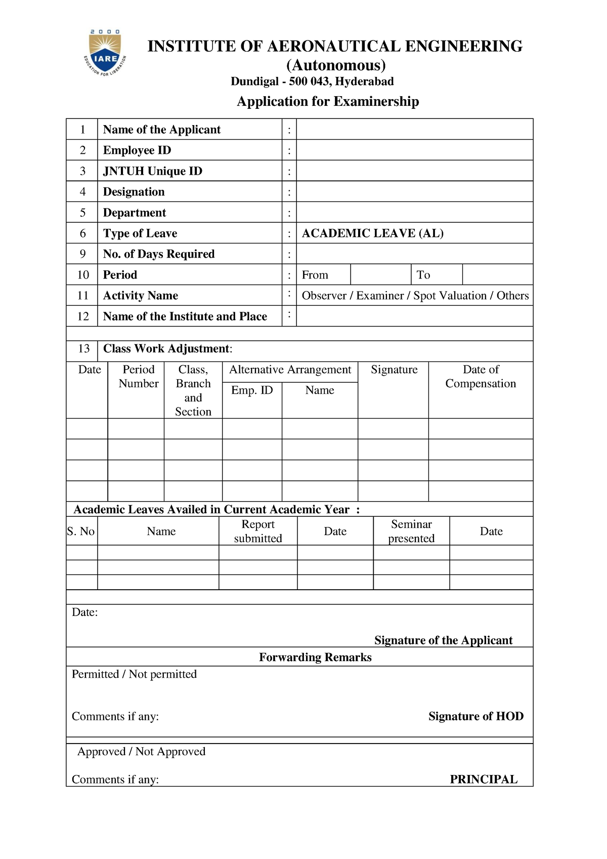 AL application - INSTITUTE OF AERONAUTICAL ENGINEERING (Autonomous ...