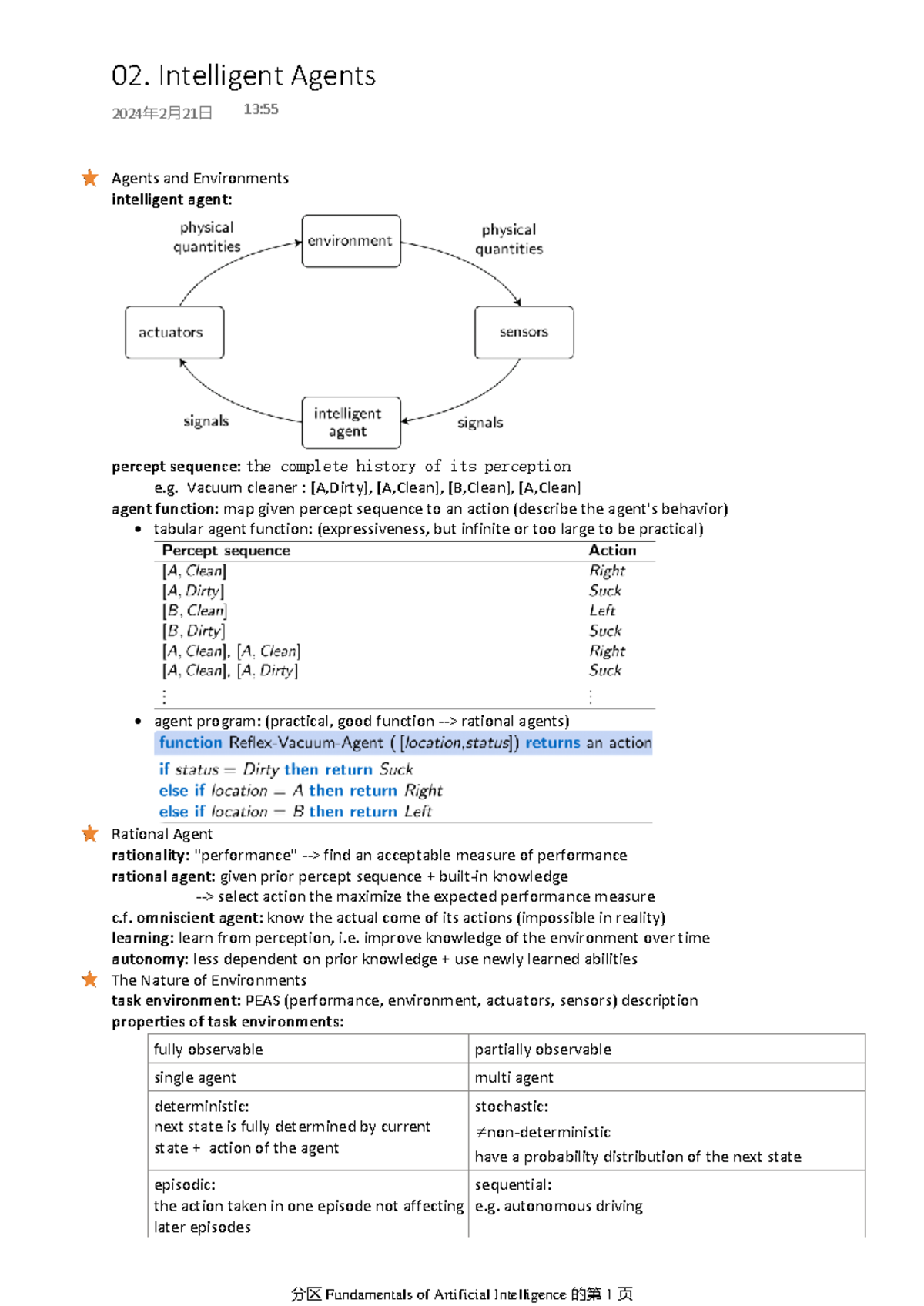02. Intelligent Agents - Agents and Environments intelligent agent ...