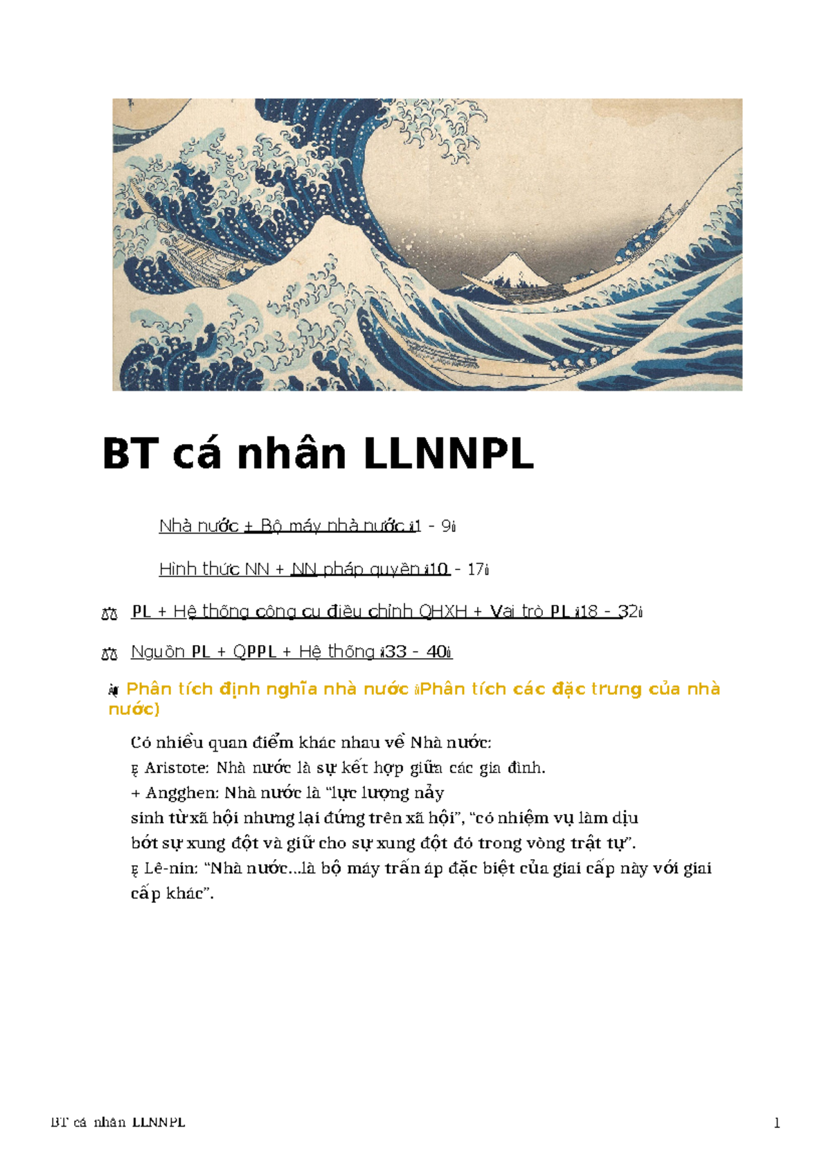 40 câu Lý Luận 1 Tài liệu mang tính tham khảo BT cá nhân LLNNPL 1