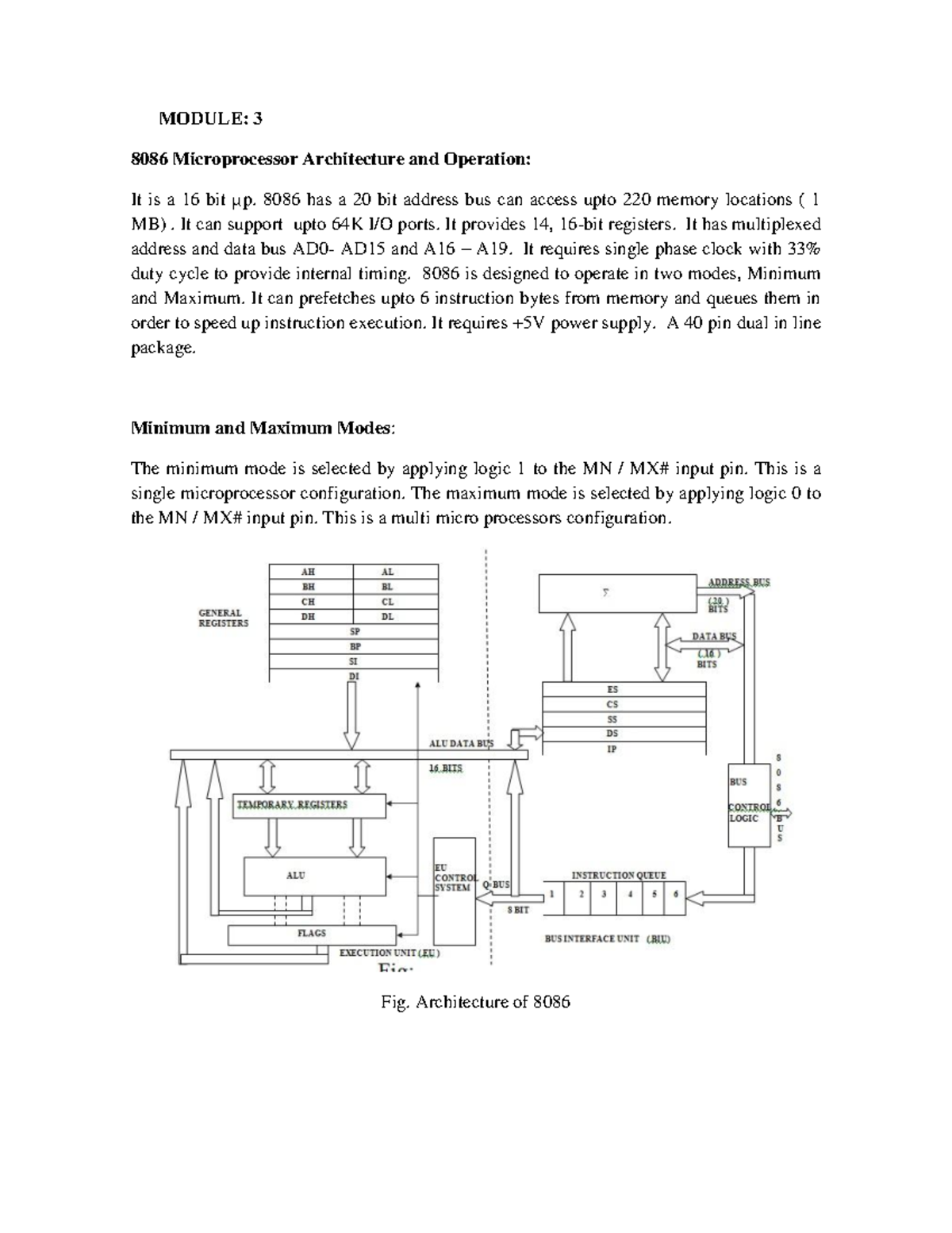 Bsc Microprocessor 8086 Architecture Notes Module 3 8086 Bsc Microprocessor 8086 Architecture Notes Module 3 8086