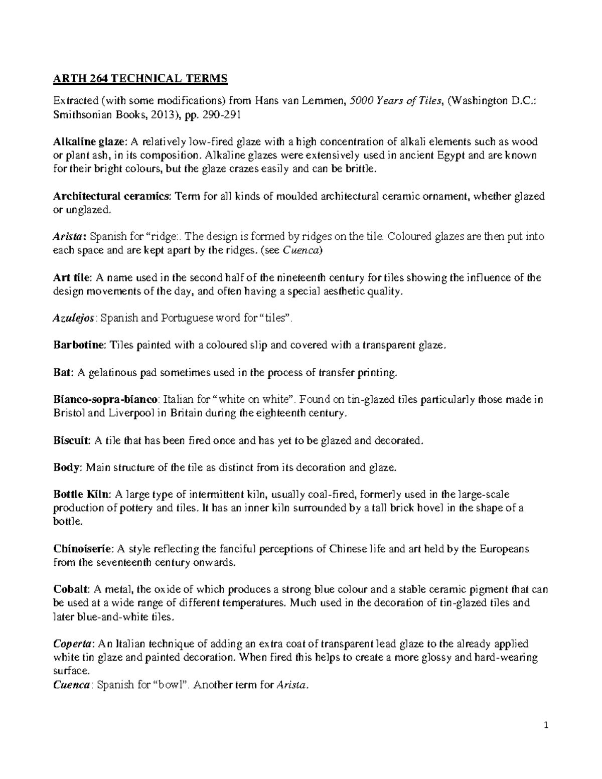 Ceramic tile terms and definitions - ARTH 264 TECHNICAL TERMS Extracted ...