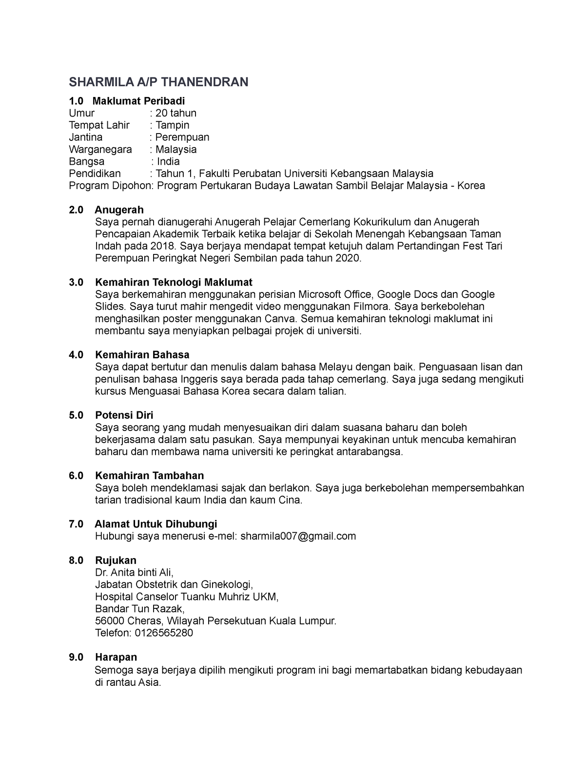 contoh format karangan resume