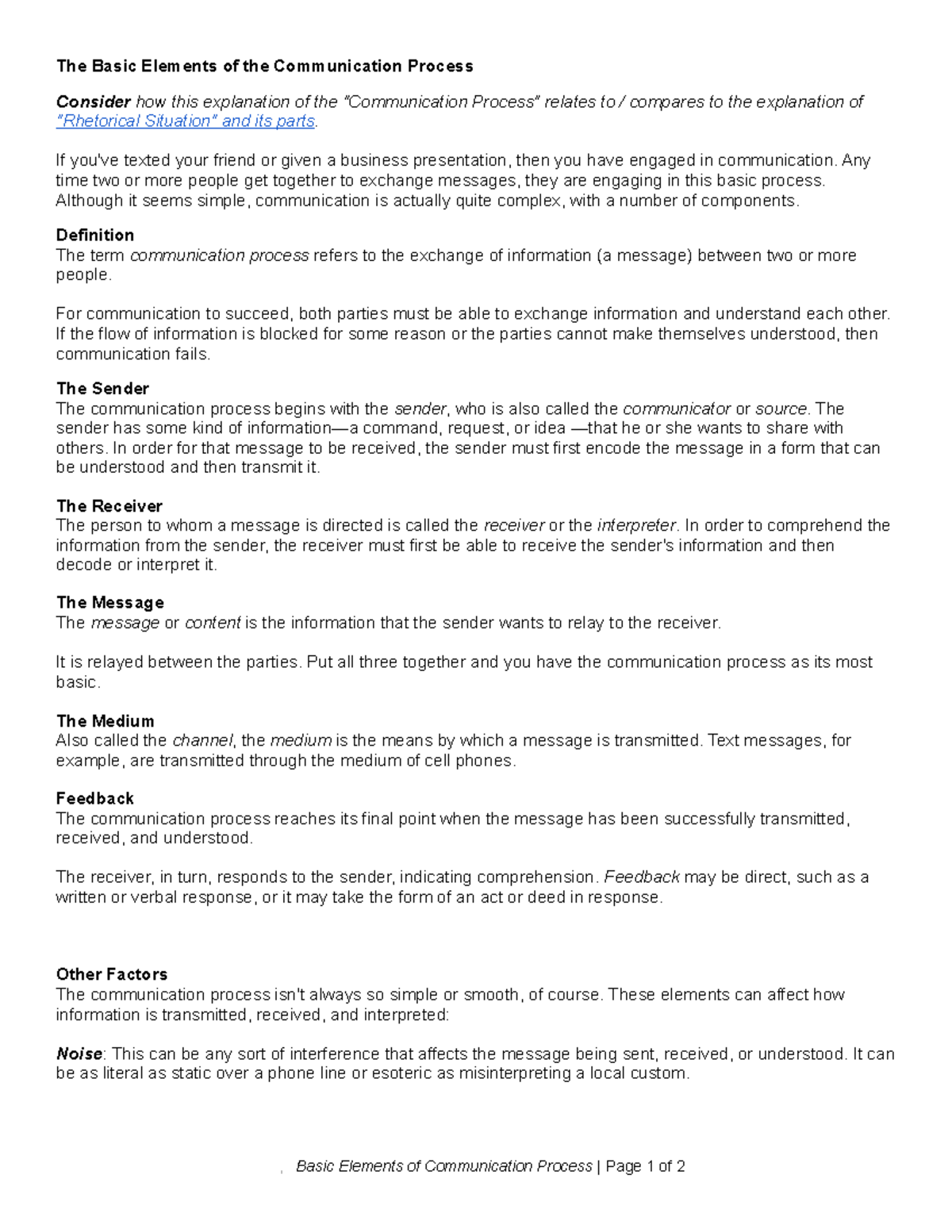 The Basic Elements of the Communication Process - If you've texted your ...