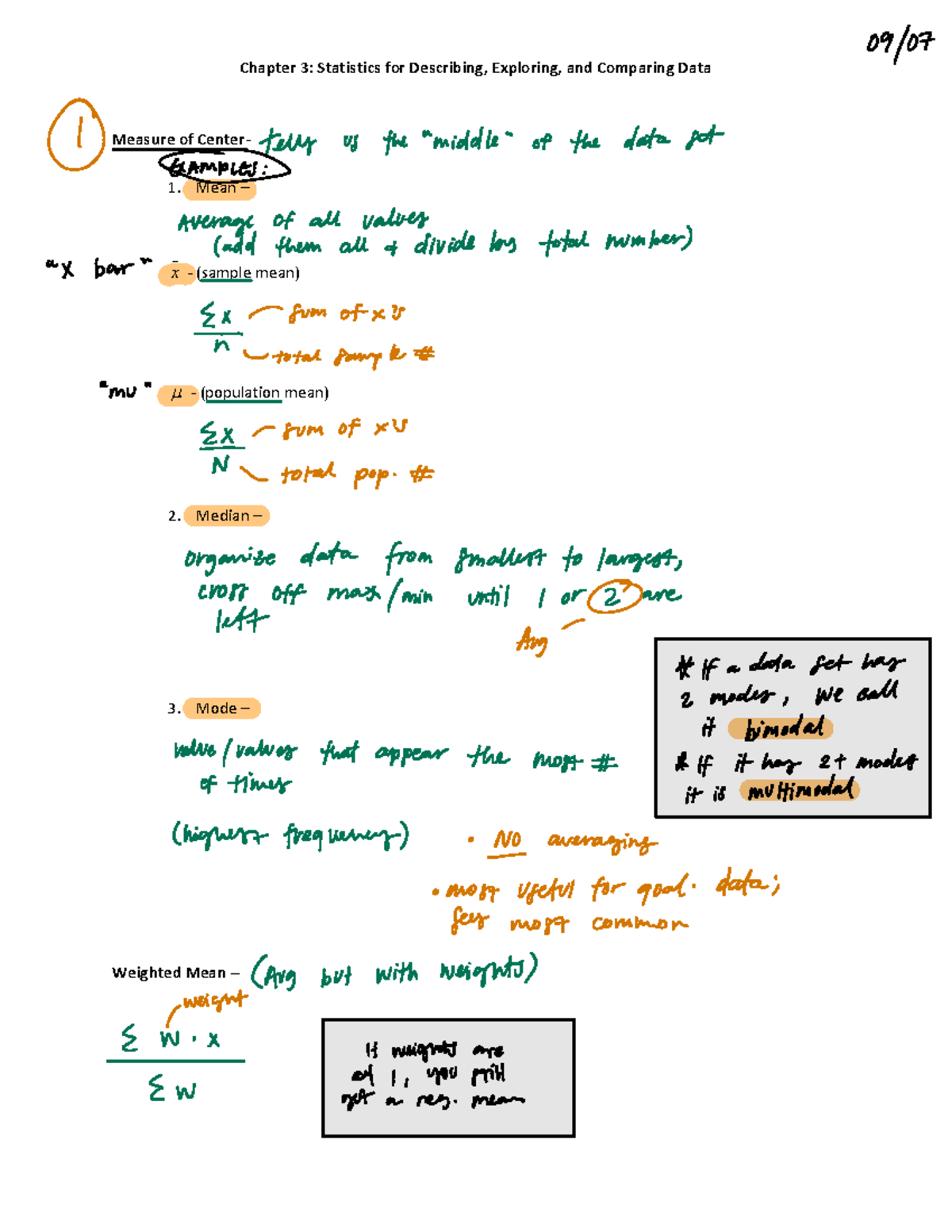 Chapter 3 NTG - Chapter 3: Statistics for Describing, Exploring, and ...